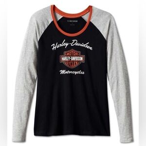 NWT! HARLEY-DAVIDSON Women's First-Class Classic Long Sleeve Raglan Tee Size S